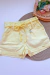 Shorts Kukiê Infantil Menina Amarelo em Sarja com Elastano - comprar online