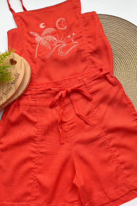 Conjunto Blusa Cropped e Shorts Laranja - comprar online