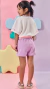 Conjunto Kukiê Infantil de Blusa Boxy Over em Malha Favo e Short Saia Lilás - Vava Mini Moda