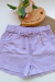 Shorts Kukiê Infantil Menina Lilás em Sarja com Elastano - Vava Mini Moda