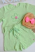 Conjunto Infantil Menina Kukiê de Blusa Boxy Over e Shorts em Malha Little Waffle Verde na internet