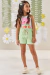 Conjunto Infantil Kukiê Verão com Regata Branca Guaxinim e Shorts Verde - comprar online