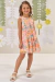 Vestido Infantil Kukiê Verão em Tule Laranja Raposas Floral - comprar online