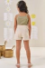 Conjunto Infantil Kukiê Verão com Shorts Off White e Regata Verde Alecrim - Vava Mini Moda