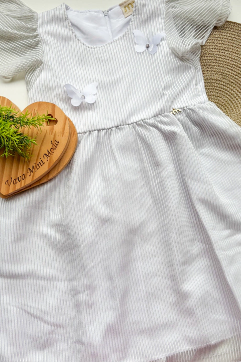 Vestido Festa Branco com fio de Prata Brilhante Milli Nina - comprar online