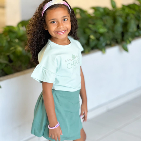 Conjunto Blusa Cotton e Short Saia em Linho - Colorittá