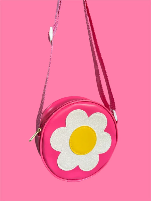 Bolsa Infantil Formato Redondo Flor Rosa - comprar online