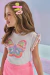 Conjunto Infantil Verão Kukiê Blusa Borboleta Colorida e Short Saia Rosa neon na internet