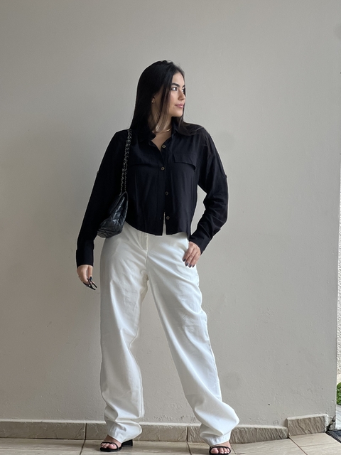 Camisa curta em viscose
