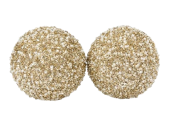 Conjunto 2 Bolas Natalina Decorada Missangas Dourada e Pérola, 10cm