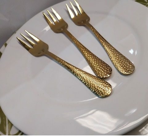 Lu4086-conjunto de Garfos Sobremesa, 6 Peças, Dourado, 13,9cm X 2,2cm, Feito em Aço Inox - comprar online