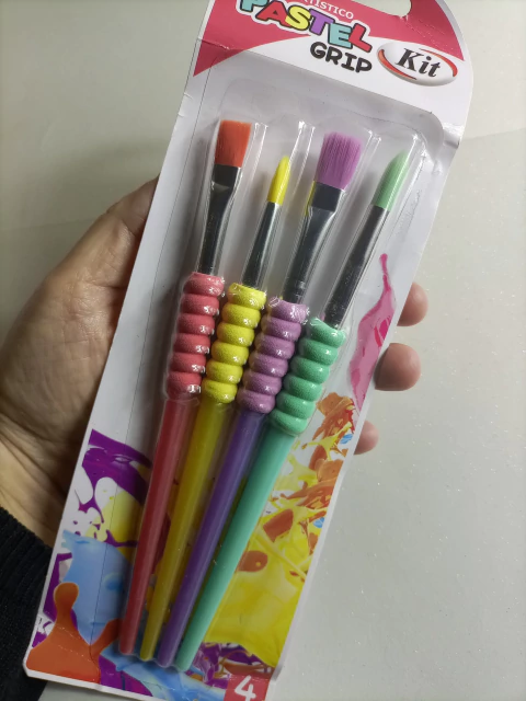 Blister c/4 Pincel Artístico Grip Color Tons Pastel- Kit