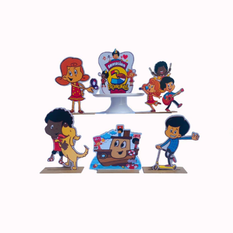 Kit Display de Mesa 6 Peças Para Festa Três Palavrinhas MDF