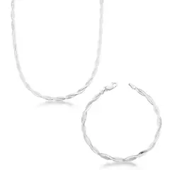 Kit Choker + Pulseira Trançada 2 Fios