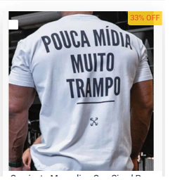 Camiseta Masculina Oversized Estampada Pouca Mídia Muito Trampo - Branca - - comprar online
