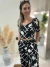 Conjunto Feminino croped com bojo + calça pantalona tamanho G Preto