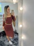 vestido midi feminino manga comprida com bojo marrom - comprar online