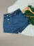 short saia jeans feminino sem laycra cintura alta jeans claro
