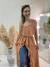 Blusa alcinha longa feminina boho babado sem bojo bege - comprar online