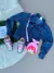 jaqueta infantil jeans infantil menina bordada flor (tamanho 6 )