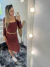 vestido midi feminino manga comprida com bojo marrom - Elegance Store