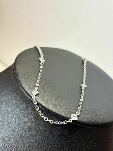Pulseira Aço Inox Losango com Zircônia