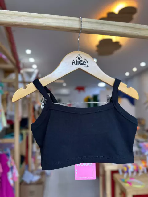 TOP EM COTTON PRETO/BEGE