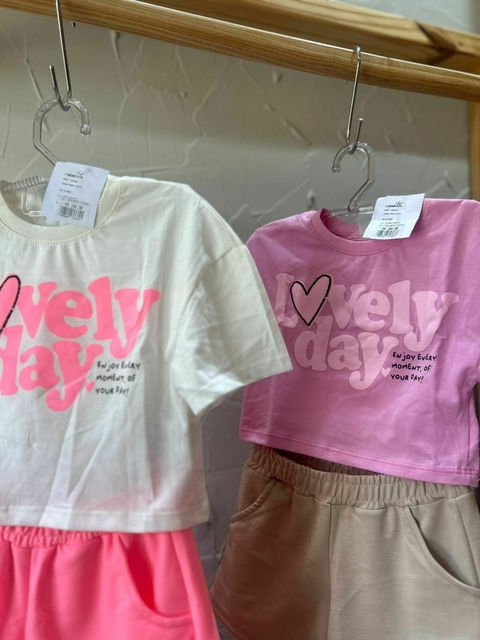 CONJUNTO FEMININO 4 AO 14 BLUSA MEIA MALHA PENTEADA E SHORT MOLECOTTON POLIESTER - comprar online