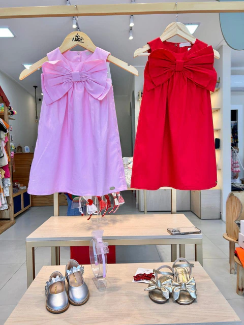 VESTIDO DE TRICOLINE COM LACO NO PEITO - comprar online