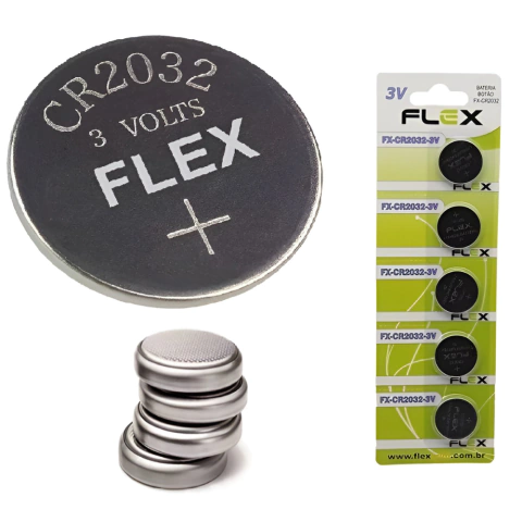 Bateria Botão Cartela c/ 5 unidades FX CR2032 Flex 3V
