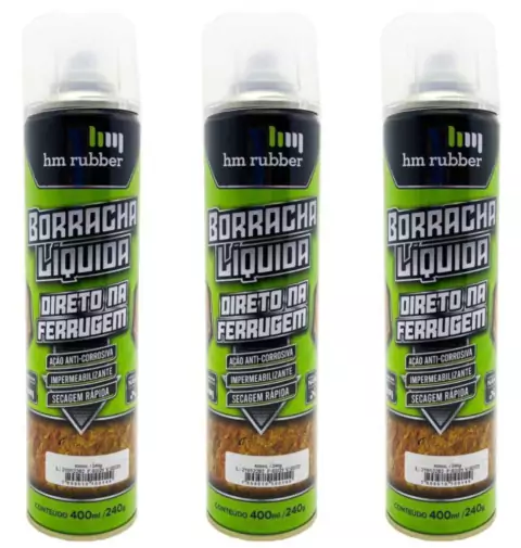 Kit 3 Spray Borracha Líquida Preta Aerosol HM Impertech 400ml - HM Rubber