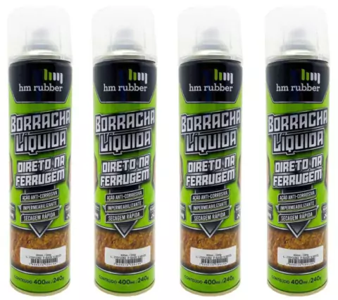 Kit 4 Spray Borracha Líquida Preta Aerosol HM Impertech 400ml - HM Rubber