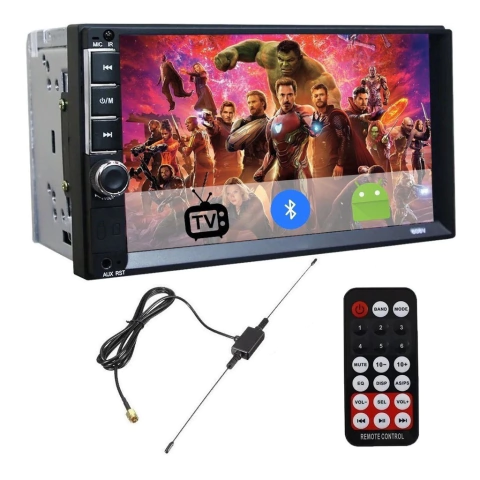 Central Multimídia 608V - 7 Polegadas, Espelhamento, Bluetooth, USB, TV Digital - First Option