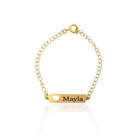 PULSEIRA INFANTIL PERSONALIZADA A LASER BANHADA A OURO 18K - comprar online