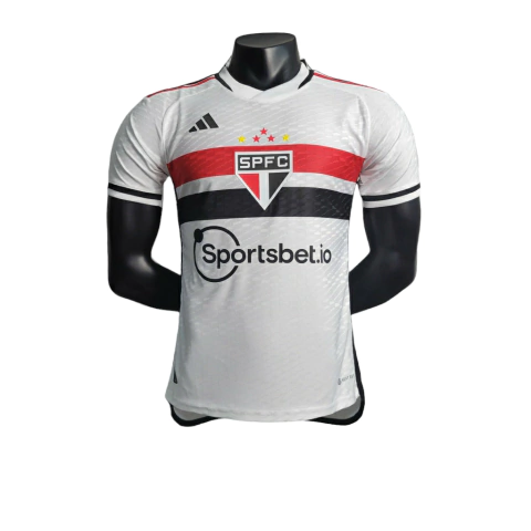Camisa São Paulo I 23/24 - Jogador Adidas Masculina - Branco com detalhes em vermelho e preto