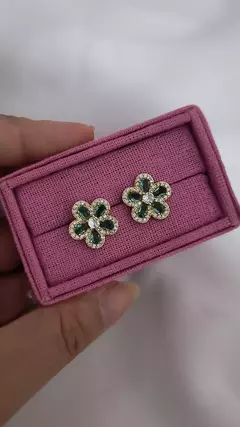 FE020 - Brinco Flor verde - comprar online