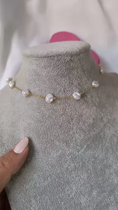 CKD013 - Choker pérola barroca achatada