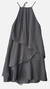 Vestido feminino, curto, em chiffon, frente única, liso, com babados, amarração no pescoço, festa, noite, sexy, sensual, balada, costas abertas. Cor preto. Tamanhos P, M e G, 36, 38, 40, 42 e 44.
