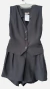Conjunto feminino, duas peças, colete, short, alfaiataria, com botões, em crepe kali, social, sem mangas, monocromático, uma cor só, não amassa. Cor preto. Tamanhos P, M, G e GG, 36, 38, 40, 42, 44 e 46.