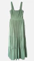 Vestido feminino, longo, liso, sem mangas, alças, alcinha, rodado, com lastex, elástico nas costas, com forro, em viscolinho, romântico, casual, convidada casamento, dia a dia, para trabalhar, confortável, leve, fresco, verão. Cor verde, militar. Tamanho 
