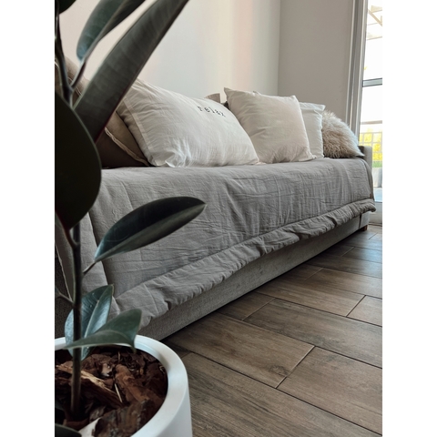 Pillow tusor CEMENTO / BLANCO TIZA - 3 Cuerpos