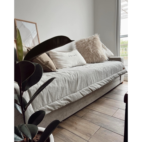 Pillow tusor GRIS PERLA / BLANCO TIZA- 3 Cuerpos