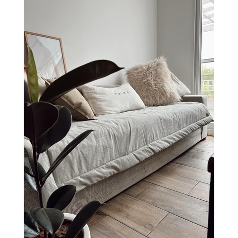 Pillow tusor GRIS PERLA /BLANCO TIZA - 2 Cuerpos
