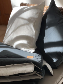 Pillow tusor GRAFITO/BLANCO TIZA- 2 Cuerpos - PETRA HOME