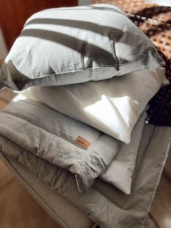 Pillow tusor GRIS PERLA /BLANCO TIZA - 2 Cuerpos - tienda online