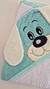 Toallón Capucha Bordada Perrito aqua