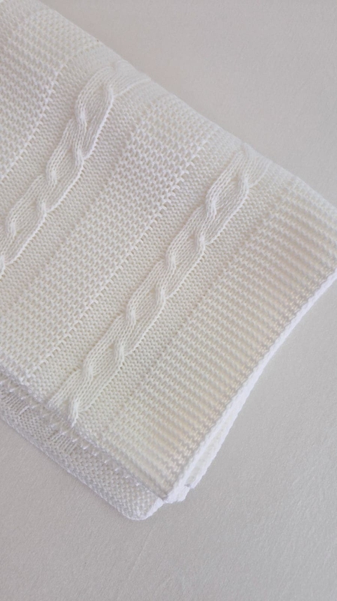 Manta Tejida De Lana Blanco - comprar online