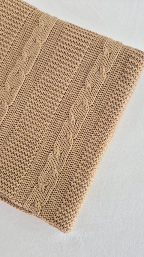 Manta Tejida De Lana Dulce de leche - comprar online
