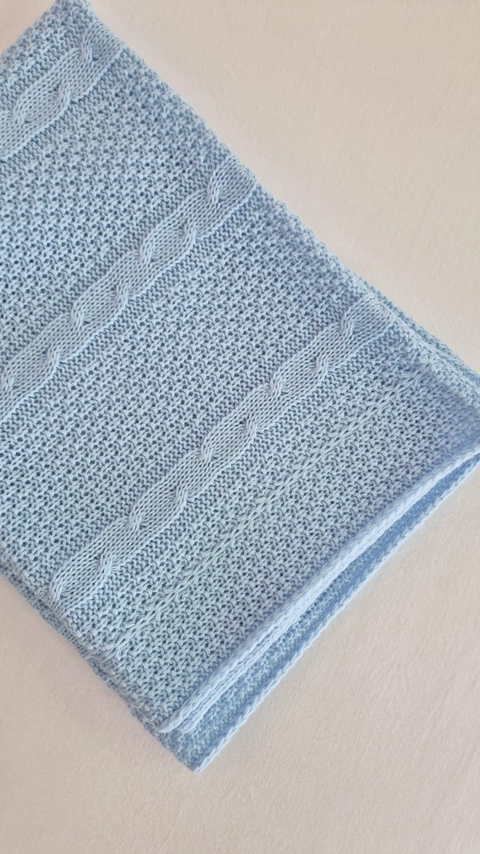 Manta Tejida De Lana Celeste - comprar online