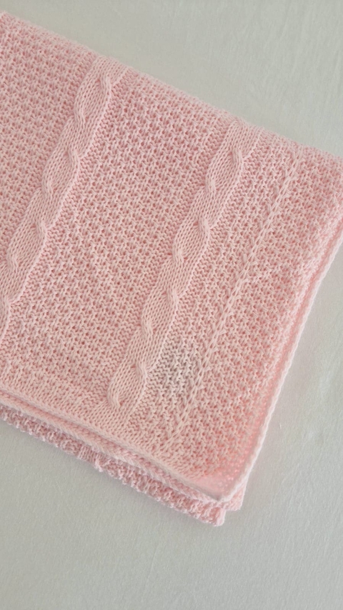 Manta Tejida De Lana Rosa bebé - comprar online